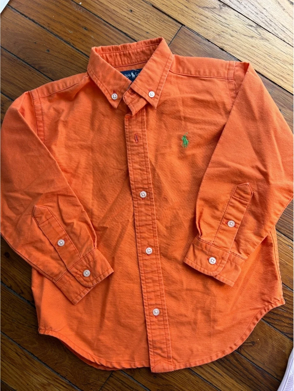 3T Orange Polo Ralph Lauren Button Down Long Sleeve